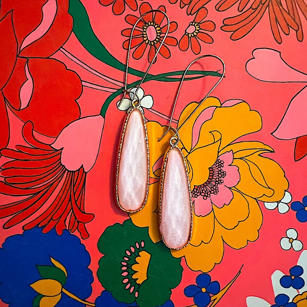 B2G1✨Pink & Gold Water Drop Classy Statement Crystal Earrings NWT